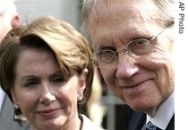 Nancy Pelosi (l) and Harry Reid, 2 May 2007